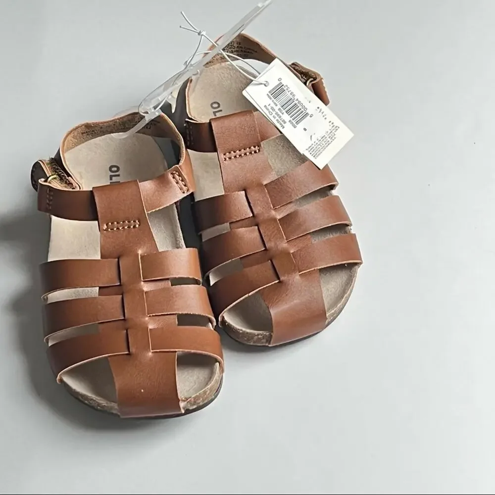 Old Navy Unisex Faux Leather Cognac Strappy Fisherman Style Sandals Sz 8